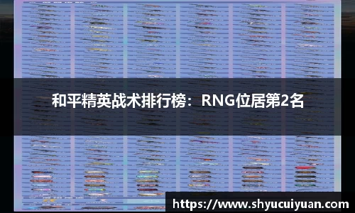 和平精英战术排行榜：RNG位居第2名